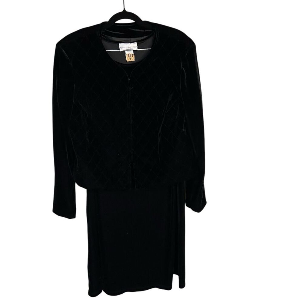 Susan Graver Style Women's S Black Quilted Velvet Dress & Jacket Set Vintage